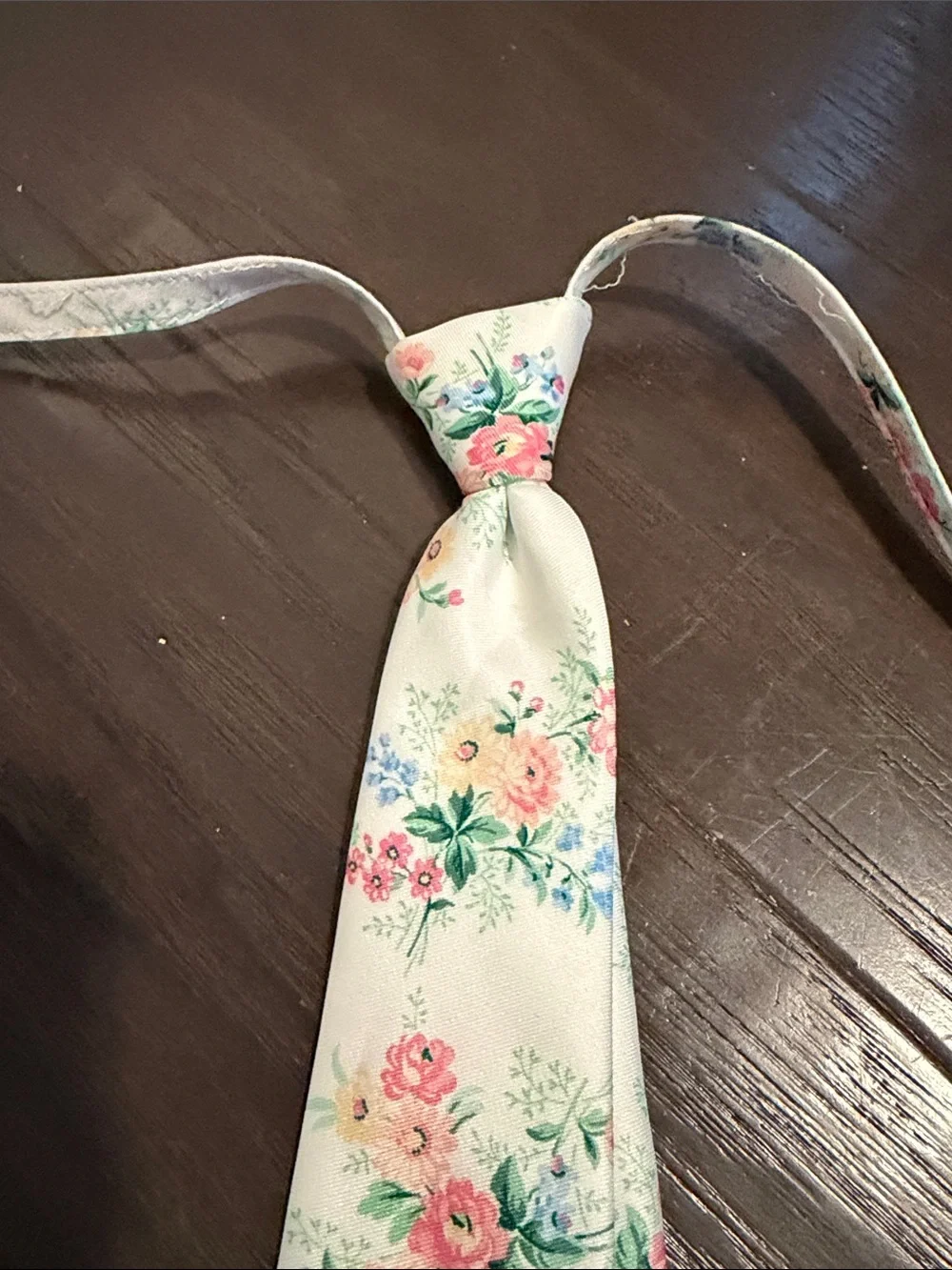 Janie and Jack Cream Floral Kids Necktie with Pink and Green Accents